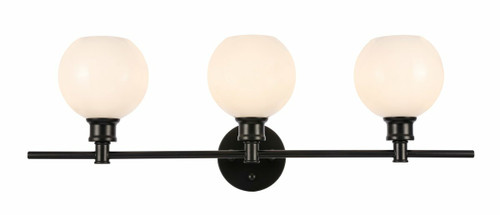 Collier 3 Light Black Bath Sconce With Frosted White Glass (LD2319BK)
