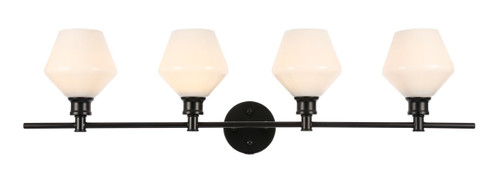 Gene 4 Light Black And Frosted White Glass Wall Sconce (LD2321BK)