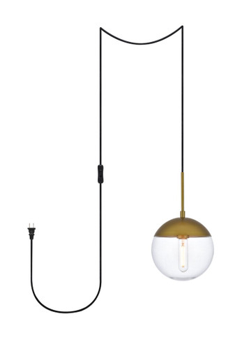 Eclipse 1 Light Brass Plug In Pendant With Clear Glass (LDPG6031BR)