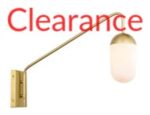 Kace 1 Light Brass Bath Sconce With Frosted White Glass (LD6179BR)