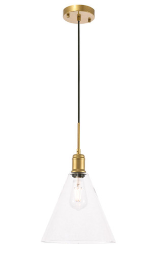 Hugh 1 Light Brass Pendant With Clear Glass (LD6227BR)
