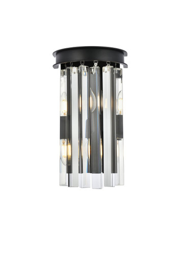 Sydney 2 Light Matte Black Wall Sconce With Clear Crystal (1208W8MB/RC)