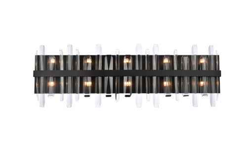 Serena 10 Light Black Bath Sconce With Crystal (2200W36BK)