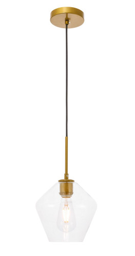 Gene 1 Light Brass Pendant With Clear Glass (LD2256BR)