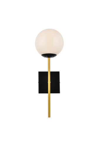Elegant Furniture and Lighting Neri 1 Light Black And Brass And White Glass Wall Sconce (LD2360BKR)
