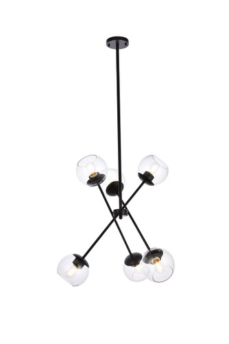 Axl 6 Light Black Pendant With Clear Shade (LD656D24BK)