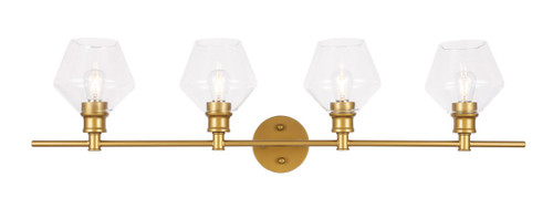 Gene 4 Light Brass Bath Sconce With Clear Glass (LD2320BR)