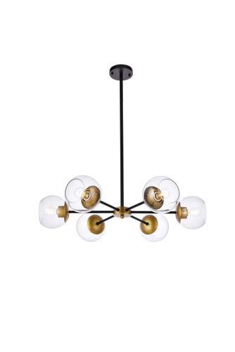 Briggs 6 Light Black And Brass Pendant With Clear Shade (LD644D30BRK)