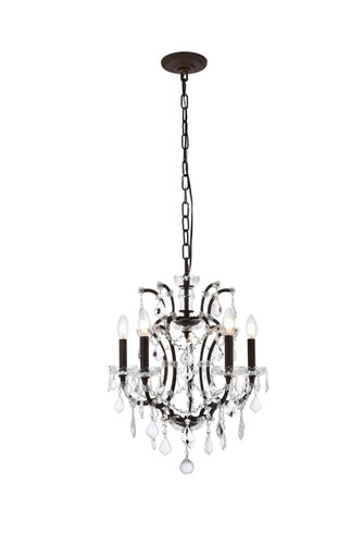 Elena 5 Light Rustic Intent Pendant With Clear Crystal (1138D18RI/RC)
