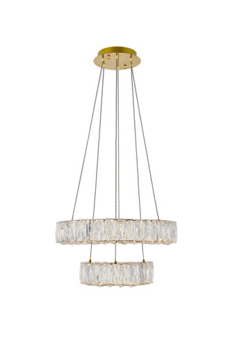 Monroe Integrated LED Gold Pendant With Clear Crystal (3503G18G)