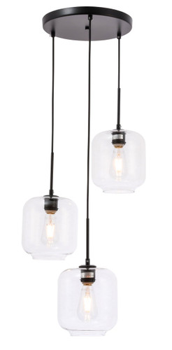 Collier 3 Light Black Pendant With Clear Glass (LD2274BK)