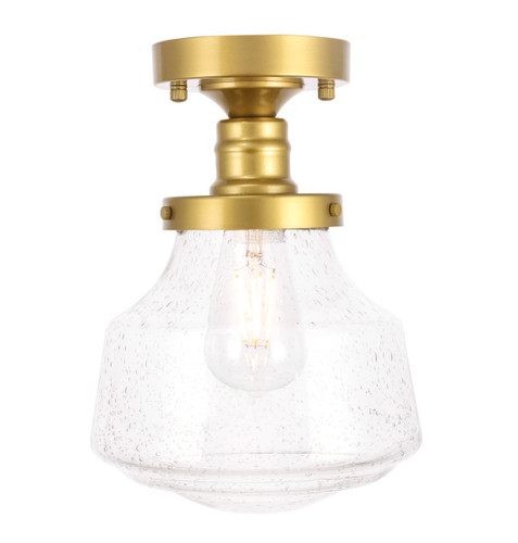 Lyle 1 Light Brass And Clear Seeded Glass Flush Mount (LD6248BR)