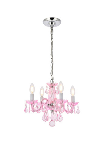 Rococo 4 Light Pink Pendant With Rosaline (Pink) Crystal (V7804D15PK-RO/RC)