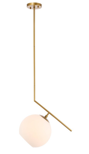 Ryland 1 Light Brass Pendant With Frosted White Glass (LD8049D10BR)