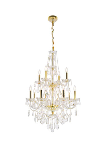 Giselle 12 Light Gold Chandelier With Clear Crystal (V7890D28G/RC)