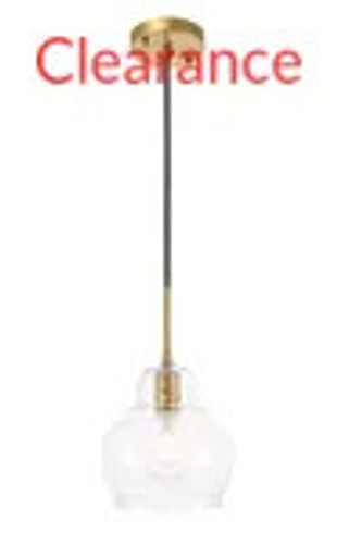 Pierce 1 Light Brass Pendant With Clear Seeded Glass (LD6200BR)