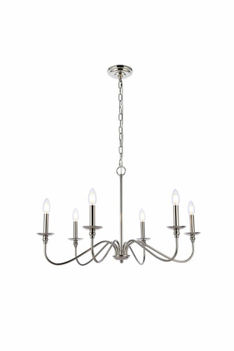 Rohan 6 Light Polished Nickel Chandelier (LD5056D30PN)