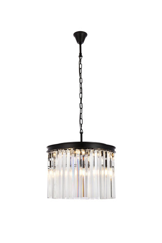Sydney 6 Light Matte Black Pendant With Clear Crystal (1208D20MB/RC)