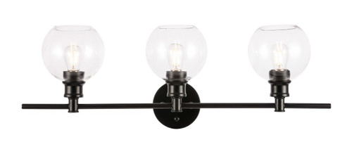 Collier 3 Light Black Bath Sconce With Clear Glass (LD2318BK)