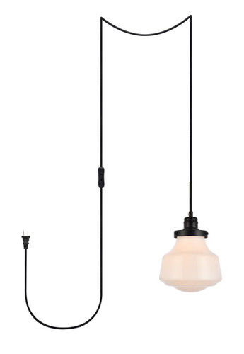 Lyle 1 Light Black Plug-In Pendant With Frosted White Glass (LDPG6255BK)