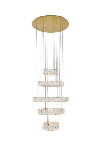 Monroe Integrated LED Gold Chandelier With Clear Crystal (3503G5LG)