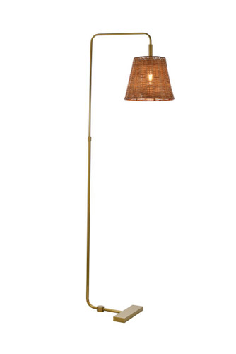 Flos 1 Light Brass Floor Lamp With Rattan Bell Shade (LD5102FL24BR)