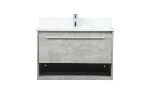 Roman 30" Single Concrete Grey Bathroom Vanity With Backsplash (VF43530MCG-BS)