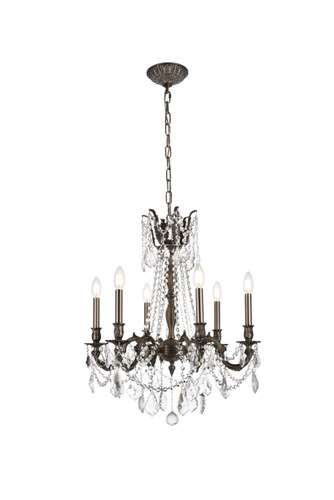 Rosalia 6 Light Pewter Chandelier With Clear Crystal (9206D23PW/RC)