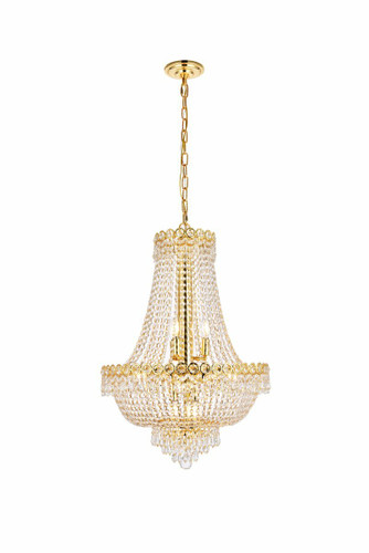 Century 12 Light Gold Chandelier With Clear Crystal (V1900D20G/RC)