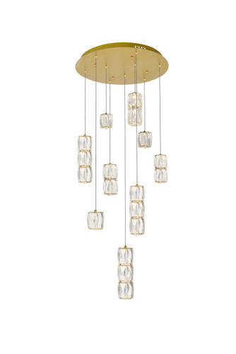 Polaris 9 Light LED Gold Pendant With Clear Crystal (3500D9G)