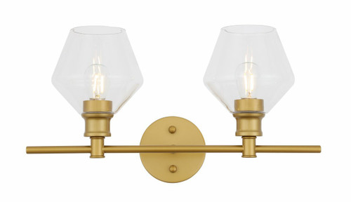 Gene 2 Light Brass Bath Sconce With Clear Glass (LD2312BR)