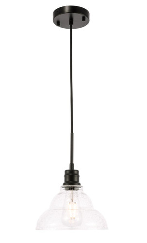 Gil 1 Light Black Pendant With Clear Seeded Glass (LD6216BK)