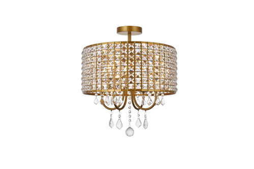 Elegant Furniture and Lighting Elise 17 Inch Flush Mount In Brass (LD712F17BR)