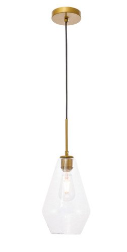 Gene 1 Light Brass Pendant With Clear Glass (LD2260BR)