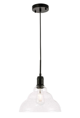Gil 1 Light Black Pendant With Clear Seeded Glass (LD6219BK)