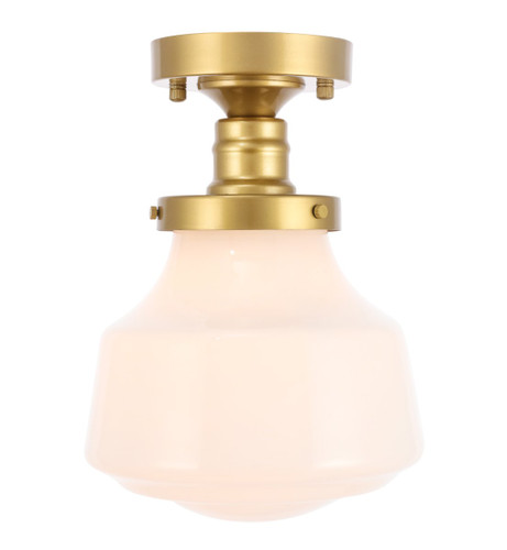 Lyle 1 Light Brass And Frosted White Glass Flush Mount (LD6251BR)