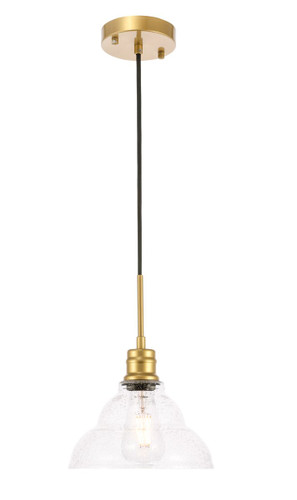 Gil 1 Light Brass Pendant With Clear Seeded Glass (LD6218BR)
