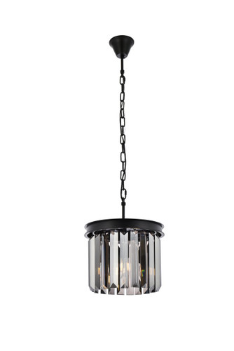 Sydney 3 Light Matte Black Pendant Silver Shade (Grey) Royal Cut Crystal (1238D12MB-SS/RC)