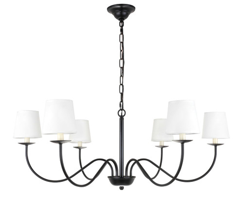 Eclipse 6 Light Black Chandelier With White Shade (LD6103D37BK)