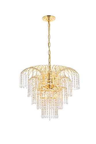 Falls 6 Light Gold Chandelier With Clear Crystal (V6801D21G/RC)