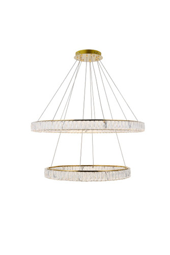 Monroe Integrated LED Gold Chandelier With Clear Crystal (3503D42G)