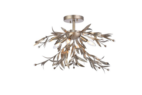 Elegant Furniture and Lighting Priscilla 23 Inch Flush Mount In Silver Leaf (LD810F23SL)