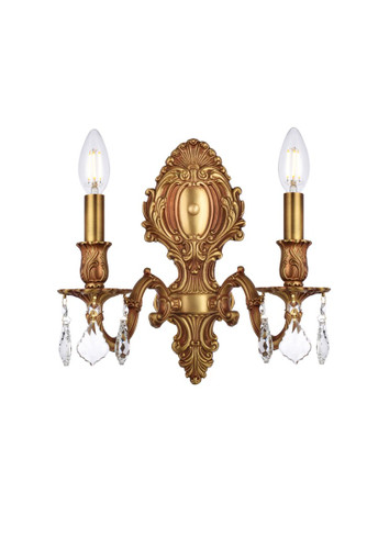 Monarch 2 Light French Gold Wall Sconce Clear Royal Cut Crystal (9602W10FG/RC)