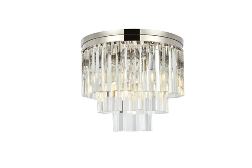 Sydney 9 Light Polished Nickel Flush Mount With Clear Crystal (1201F20PN/RC)