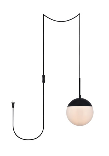 Eclipse 1 Light Black Plug-In Pendant With Frosted White Glass (LDPG6026BK)