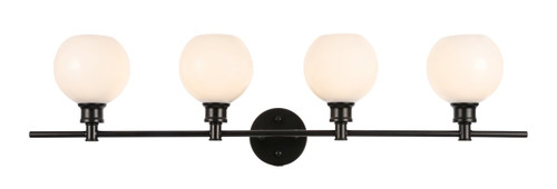 Collier 4 Light Black Bath Sconce With Frosted White Glass (LD2323BK)