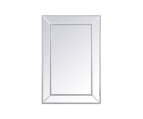 Iris Beaded Antique Silver Rectangular Mirror (MR32436S)