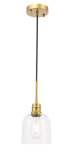 Gabe 1 Light Brass Pendant With Clear Seeded Glass (LD6212BR)