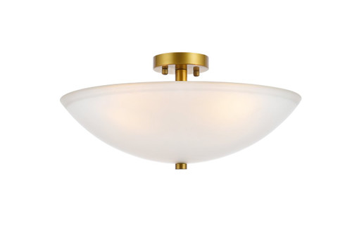 Jeanne 3 Light Brass Flush Mount With White Glass (LD2349BR)