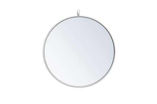 Metal Frame Round Mirror With Decorative Hook 21 Inch In White  (MR4721WH)